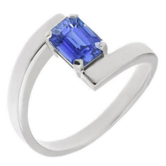 Harry Chad Enterprises 68094 1.50 CT Emerald Solitaire Ceylon Tension Style Sapphire Ring, Size 6.5