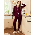 thumbnail image 3 of Ekouaer Pajamas Set Long Sleeve Sleepwear Womens Button Down Nightwear Soft Pj Loungewear with Pockets, 3 of 7