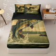 thumbnail image 2 of Manfei Western Pike Fish Zipper Twin Comforter Sets with Fitted Sheet and 2 Pillowcases, Rustic Lake House Zipper Bedding Set, Golden Gray, Black Reversible, 4pcs, 2 of 7