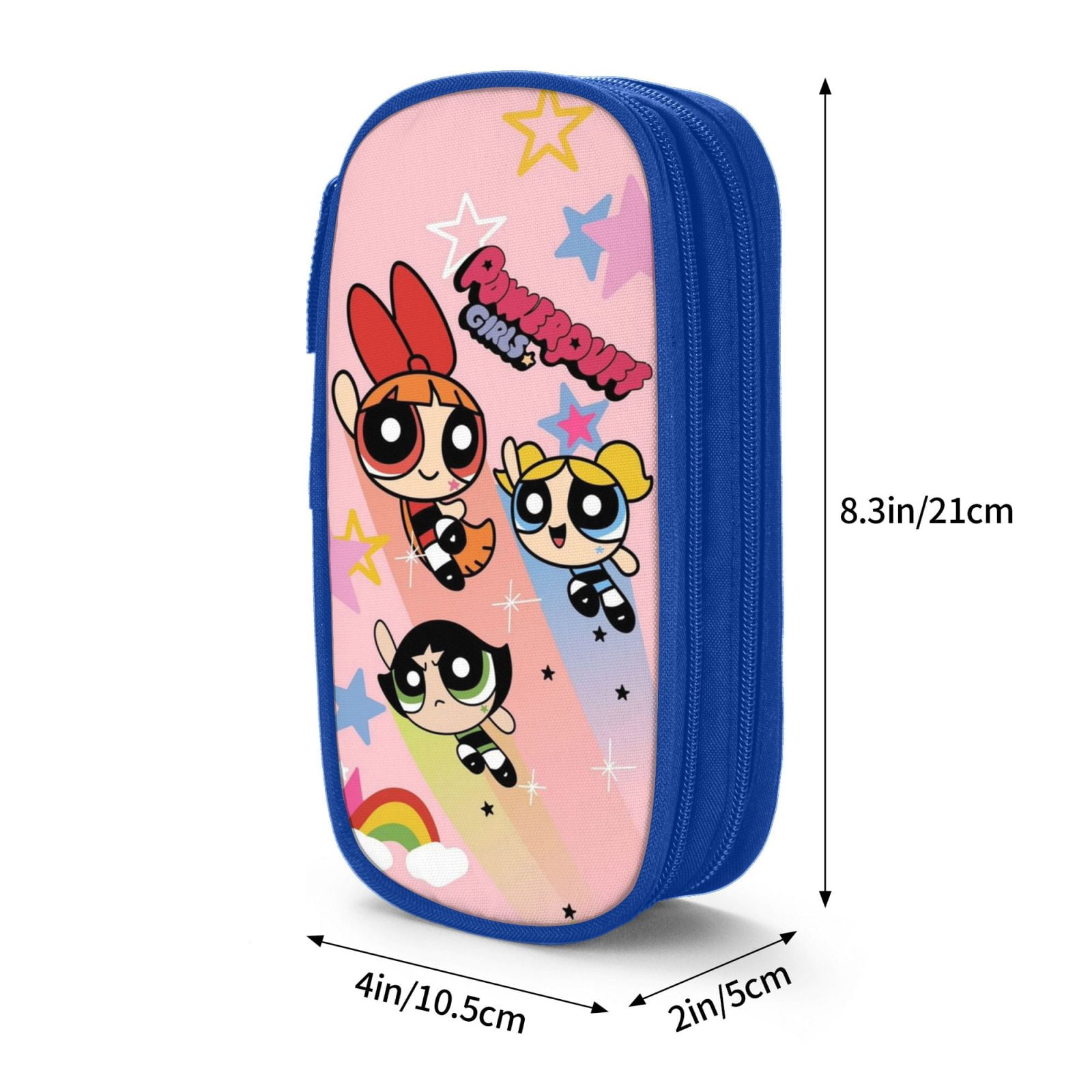 The Powerpuff Gi-rls Pencil Case Large Capacity Pencil Pouch Penbag Office Stationery Organizer Travel Makeup Bag Blue