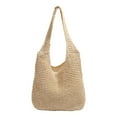 thumbnail image 2 of Bolso de playa tejido, diseño bohemio, portátil, ideal para ir al trabajo. Beige Blanco, 2 of 9