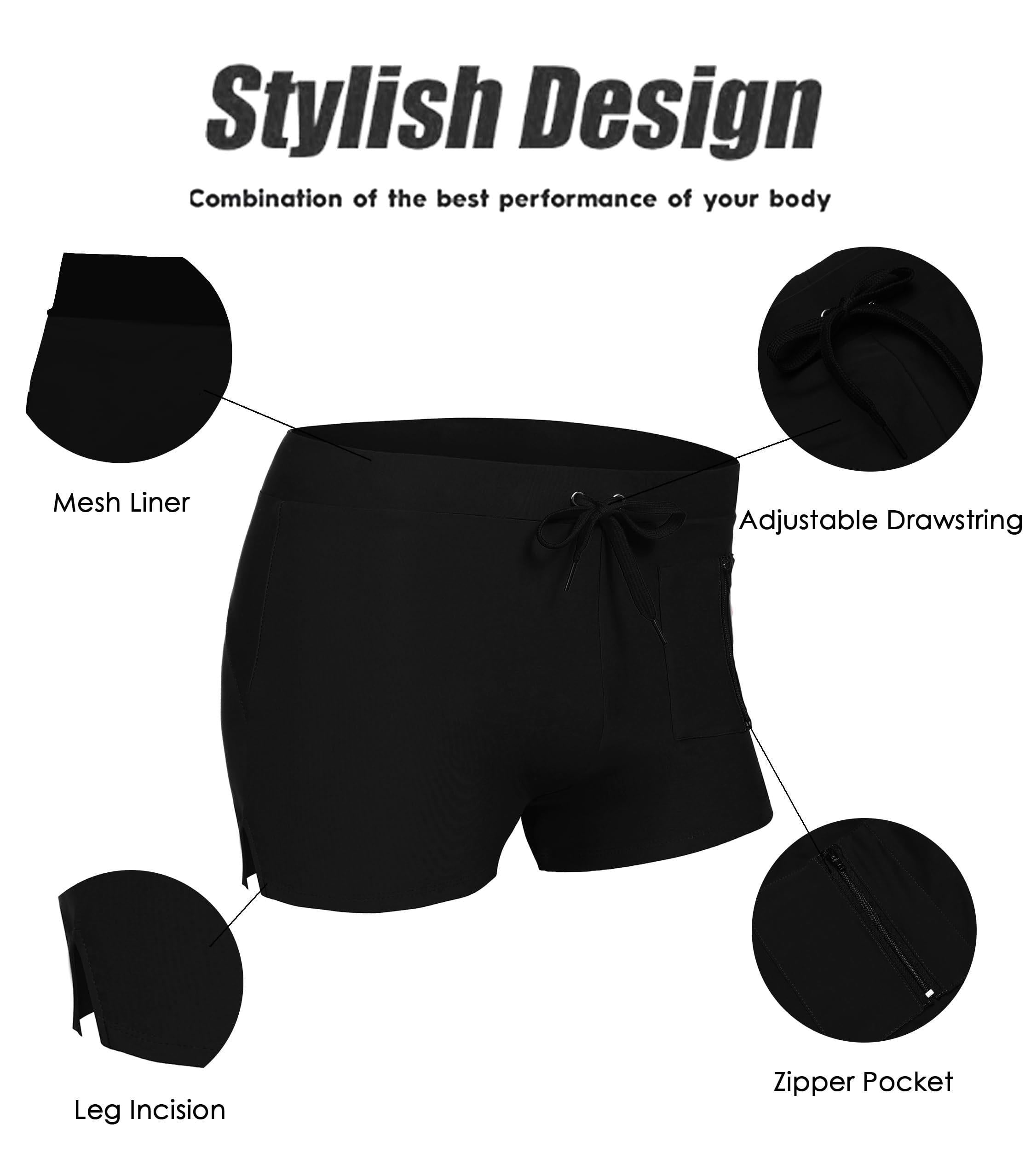 COOFANDY Mens Quick Dry Lightweight Square Leg Cut Trunks Swimwear