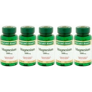 5 Pack - Nature's Bounty Magnesium 500 mg Tablets 100 Tablets Each
