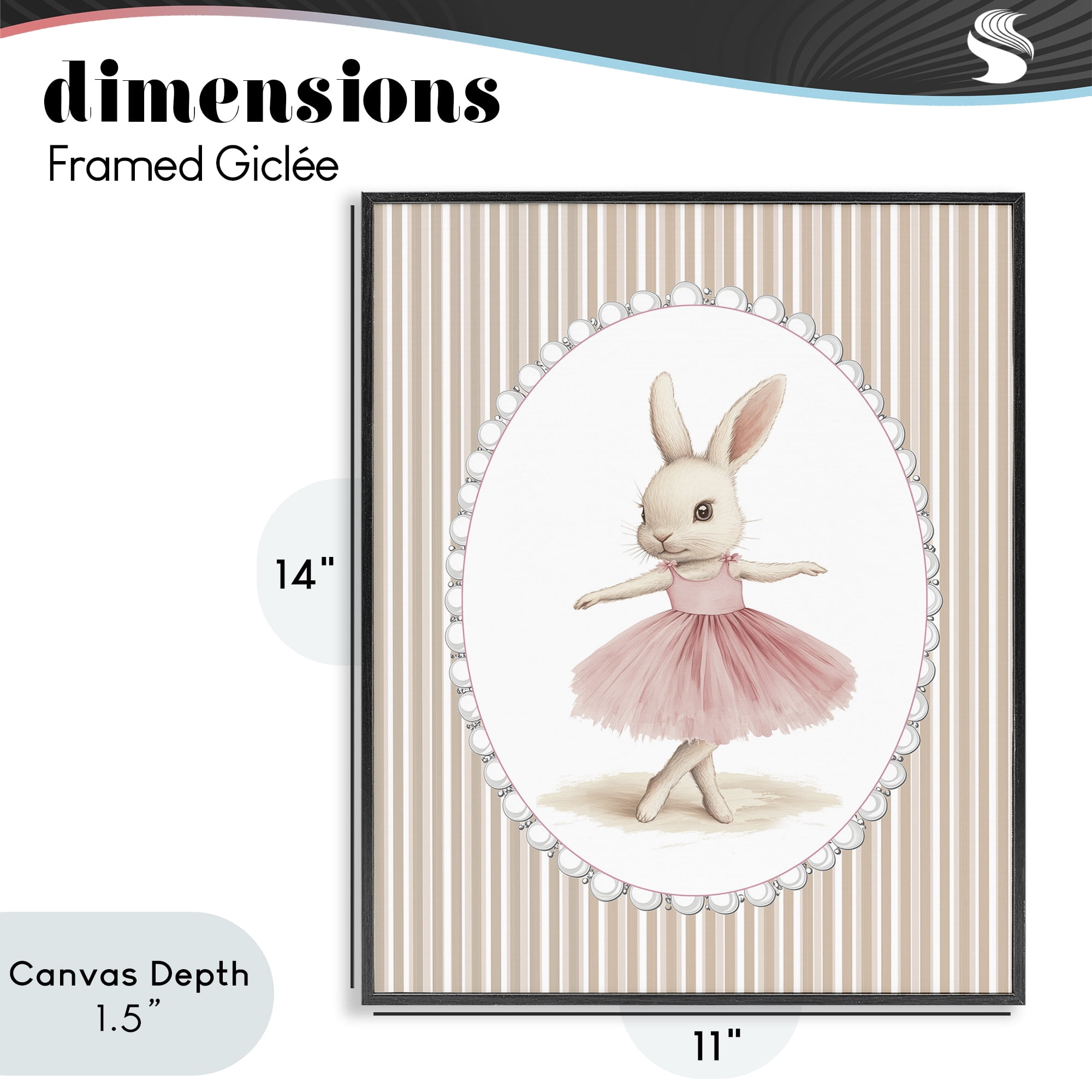 Stupell Industries Woodland Dancer Bunny Black Framed Giclee Art, design by Christine Simpson Art
