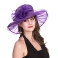 thumbnail image 5 of SPRING PARK Women's Foldable Double Layer Organza Church Kentcky Derby Fascinator Bridal Tea Party Wedding Lace Flower Hat, 5 of 7