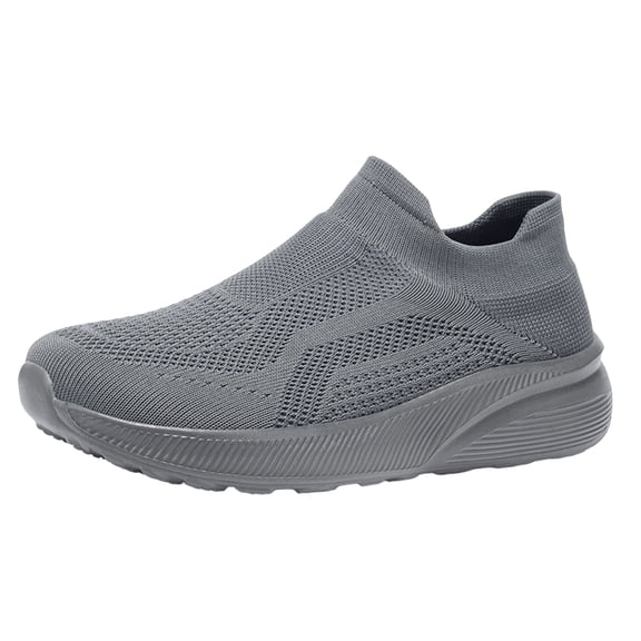 EKVAHL Unisex Orthopedic Sneakers, Stretch Slip‑On Knit Walking Shoes, Arch Support Wide Width Gym Outdoor Athletic Shoes Gray