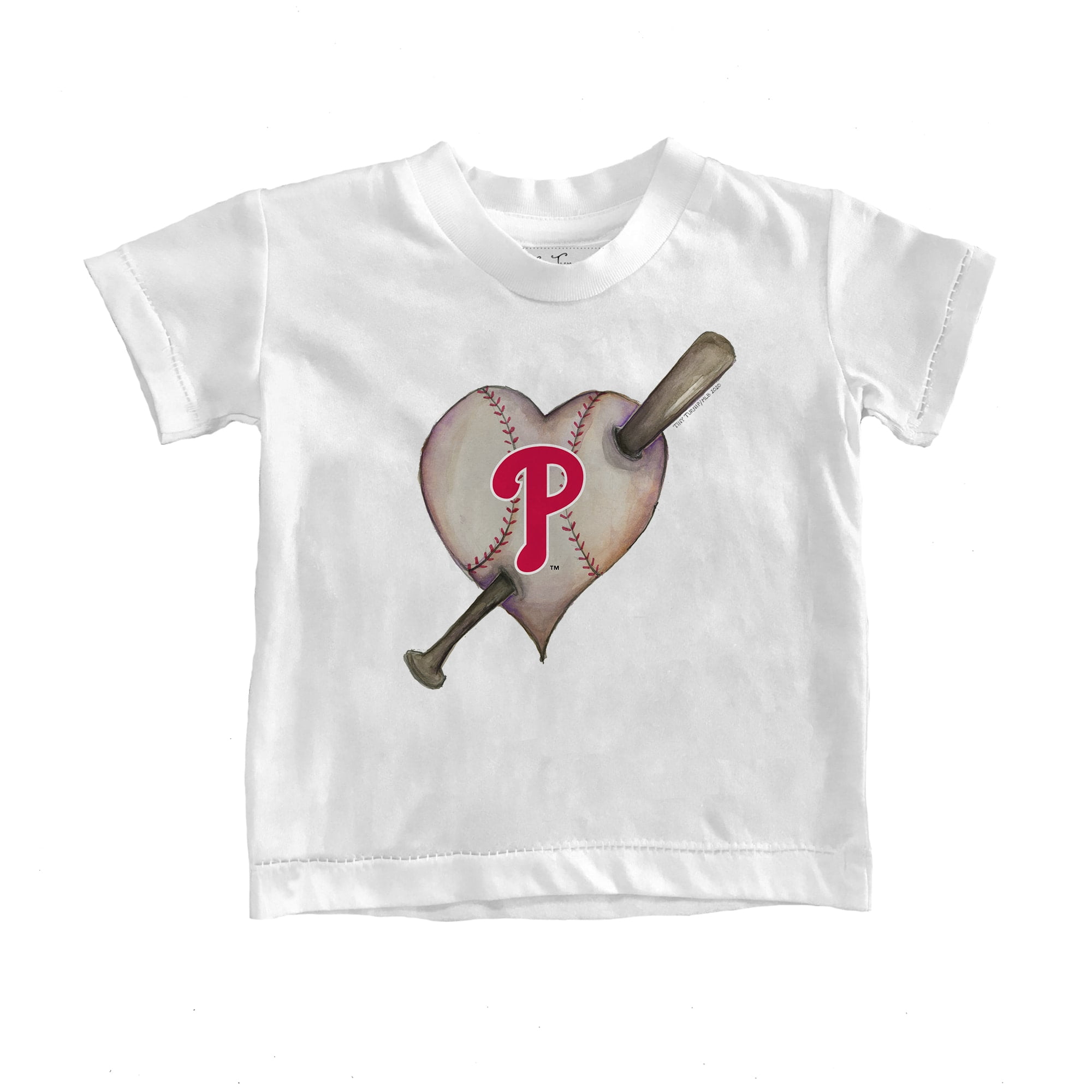 Infant Tiny Turnip White Philadelphia Phillies Heart Bat T-Shirt 