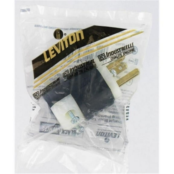 Leviton 5466-C 20 Amp, 250 Volt, Plug, Straight Blade, Industrial Grade, Grounding, Black-White