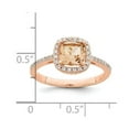 thumbnail image 2 of 925 Sterling Silver Rose-tone Square Peach Cubic Zirconia Halo Ring Size 7 1.94mm Wide Ring for Women, 2 of 2