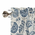 thumbnail image 5 of Farmhouse Navy Blue Floral Kitchen Curtains and Valances Set, Linen Boho Paisley Flower Rustic Rod Pocket Window Valance Window Curtain Panels for Living Room Bedroom Laundry, 27.5x24in, 3 Pieces, 5 of 7