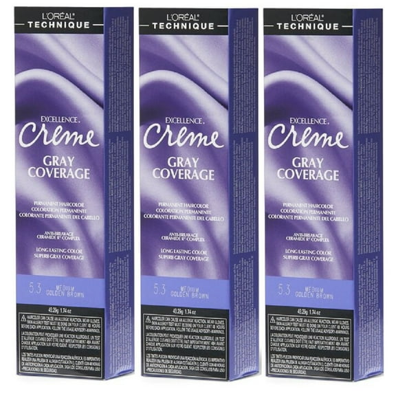 L'Oreal Excellence Creme 5.3 Medium Golden Brown Hair Tint HC-06199 (3 Pack)