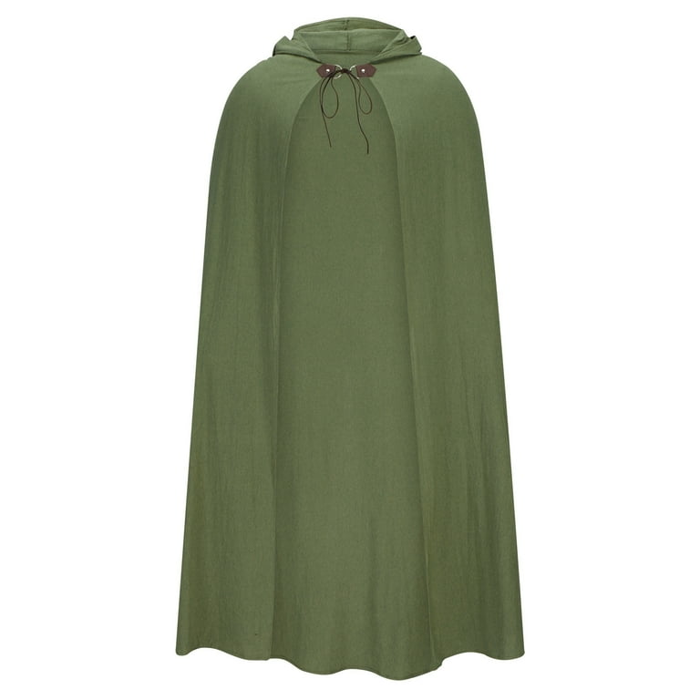Green leaf pattern cloak（ロングマント） Hvyesh Men's Medieval Cotton Linen Hooded Cloak, Casual
