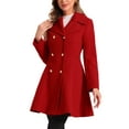 thumbnail image 4 of INSPIRE CHIC Winter Long Coat for Women's Lapel Collar Double Breast Coats XS Red, 4 of 6