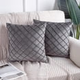 thumbnail image 5 of Phantoscope 18"x18" Velvet Pleated Checker Decorative Pillow, Gray, 5 of 6
