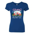 thumbnail image 3 of Happy Glamper | Fancy Camping Camper Van Caravan | Nature Lover Womens Slim Fit Junior Tee, Royal, L, 3 of 5