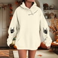 thumbnail image 2 of XIAONU Womens Hoodies Halloween Skeleton Print Drawstring Hoodie With Kangaroo Pocket Baggy Long Sleeve Pullover Hooded Sweatshirt, 2 of 4