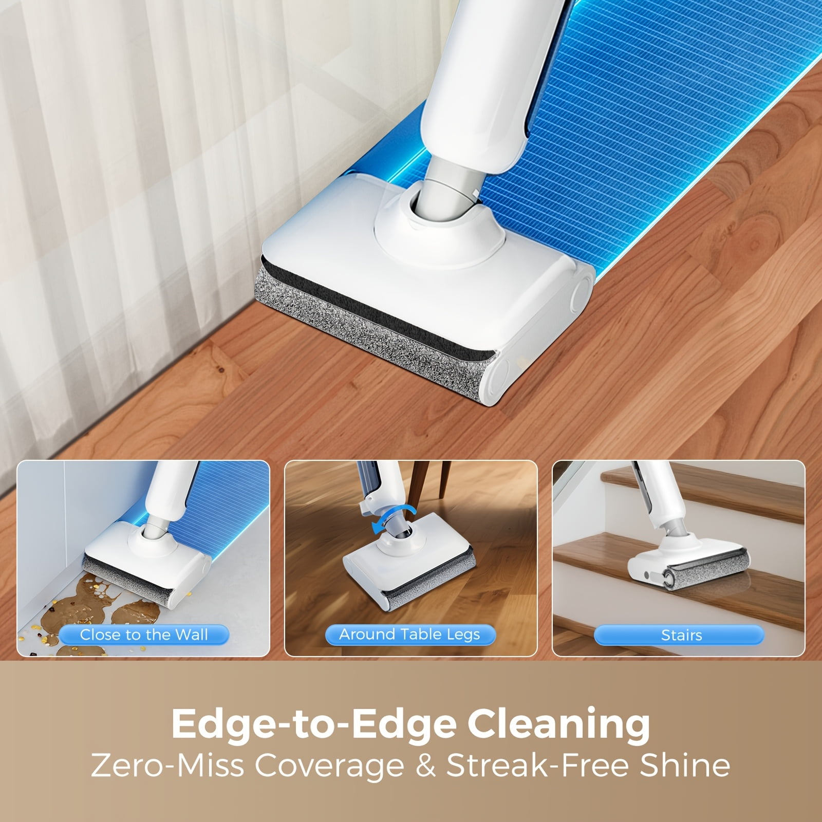Cordless Wet Dry Vacuum Mop - 17KPa Stick Vacuum for Hard Floors, Pet Hair, Sticky Messes, Hardwood Tile Linoleum with Charging Dock, 110V for Home Office Carpet Cleaning
