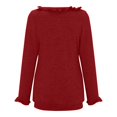 thumbnail image 3 of Abrigo largo grueso cálido de invierno Suéter de manga larga para mujer Suéteres de color sólido acanalado de punto con cuello Rojoondo casual (Rojo, L), 3 of 5
