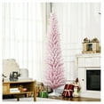 thumbnail image 2 of 7ft Snow Flocked Pencil Christmas Tree - Pink Artificial Xmas Tree with Realistic Branches, 2 of 9