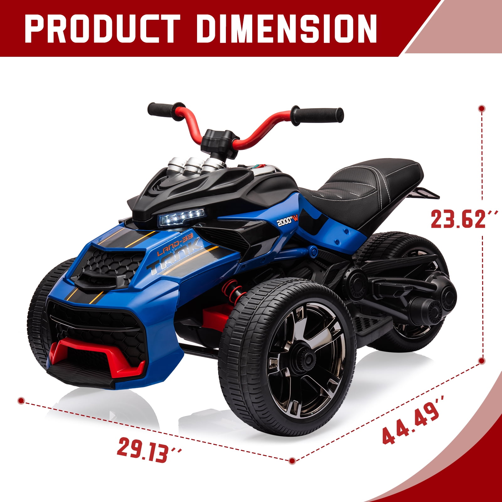 Accreate 12V 3 Wheeler Ride On ATV Electric Motorcycle, Battery Powered Electric Vehicle for Kids Gift