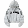 thumbnail image 3 of Sudadera con capucha recortada para mujer, sudadera con capucha, sudadera con capucha corta gris claro a la moda, sudadera con cordón para viajes, ent M, 3 of 8
