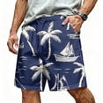 thumbnail image 2 of Mens Swim Trunks Men's New Loose Mesh Beach Printed Casual Drawstring Shorts Breathable Resort Print Crop Pants with Elastic Waist Summer Swim Trunks for Vacation Spring Dark Gray XL, 2 of 5