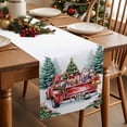 thumbnail image 3 of Winter Christmas Tree Table Runner 13x70in Non-Slip Cotton Linen Table Runners, Red Truck Colored Ball Dresser Scarves TableRunner for Dinner Kitchen Dining Wedding Party, 3 of 9