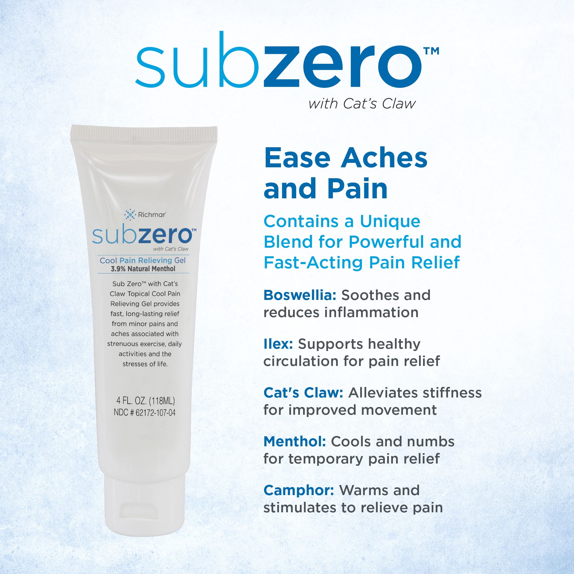 Carex Subzero Cat's Claw Cooling Gel for Muscle Pain Relief