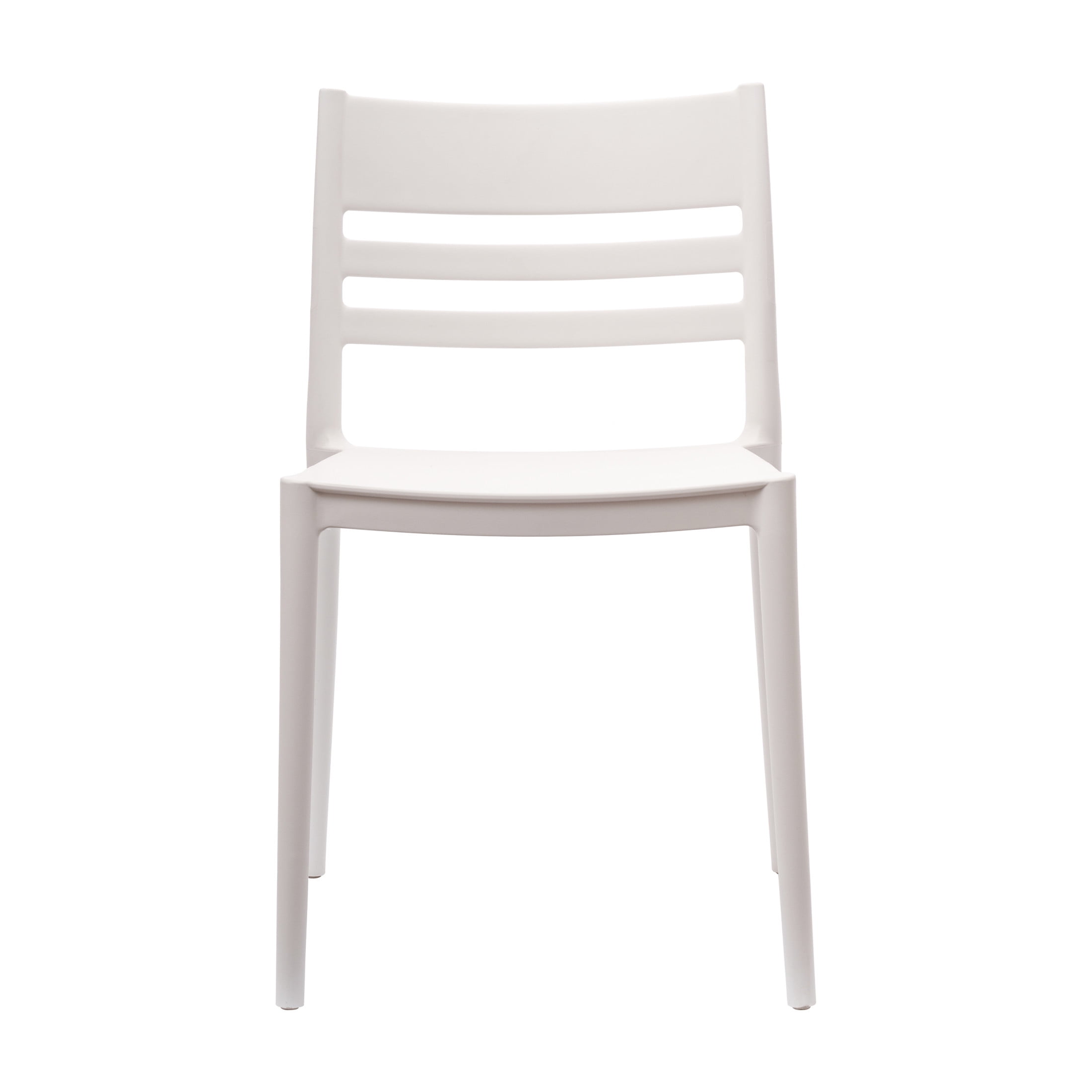 Flash Furniture Set of 4 Indoor-Outdoor Stacking Patio Chairs with Slatted Backrest, Commercial All-Weather Resin Chairs in White