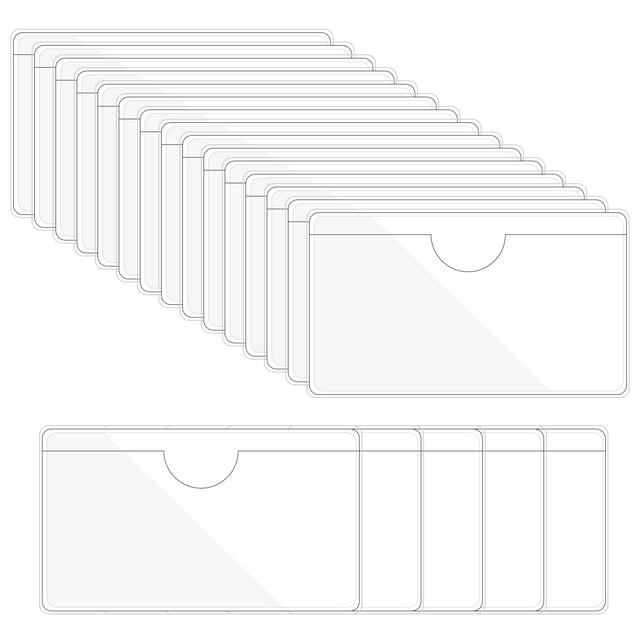 Unique Bargains 1.8' x 3' Self Adhesive Index Card Pockets Plastic Label Holder Sticky Pocket Sleeves, Clear 20 Pack