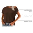 thumbnail image 4 of Remera PRETTYGARDEN de Punto con Hombros Descubiertos y Manga Corta Color Café Talle S, 4 of 9