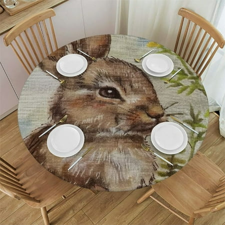 

Palnkart Bunny Easter Beatrix Potter Round Table Cover Stain Resistant Washable Indoor Outdoor Tablecloth Kitchen Dining Wedding Parties Picnic Camping 100% Polyester Fiber Easter Theme 38-42