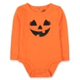 thumbnail image 4 of Baby Girl Halloween Outfit 4-Piece Pumpkin Set – Jack-O’-Lantern Bodysuit, Striped Pants, Tutu Skirt & Headband (3 months), 4 of 7