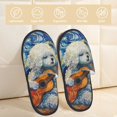 thumbnail image 2 of Fotbe Dog Guitar Starry Night Pantuflas Peludas para Mujer con Estampado, Zapatillas de Peluche, Zapatos de Invierno para Casa, Uso Interior y Exterior-Large, 2 of 8