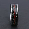 thumbnail image 3 of 8mm Wide Tungsten Steel Flat Band Ring with Meteorite Red Opal Inlay, 3 of 7