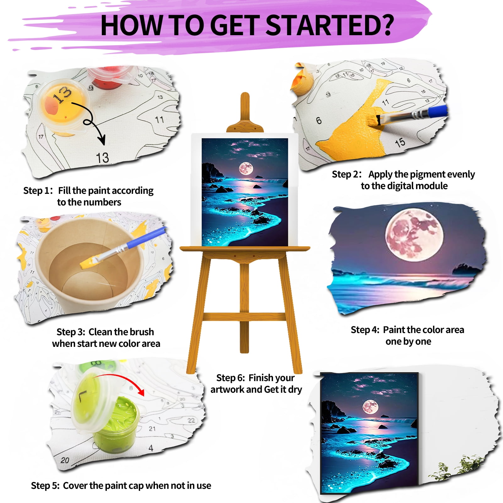 JYLMOOD Paint by Numbers for Adults Kits, DIY Easy Painting by Numbers for Gift Home Wall Decoration 16x20in without Frame