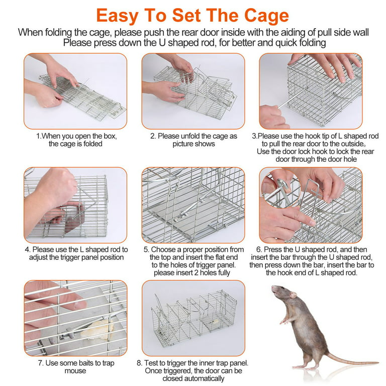 iMounTEK 2Pcs Humane Rat Trap Live Mouse Catch Trap without Hurting Trap  for Indoor Outdoor Use 
