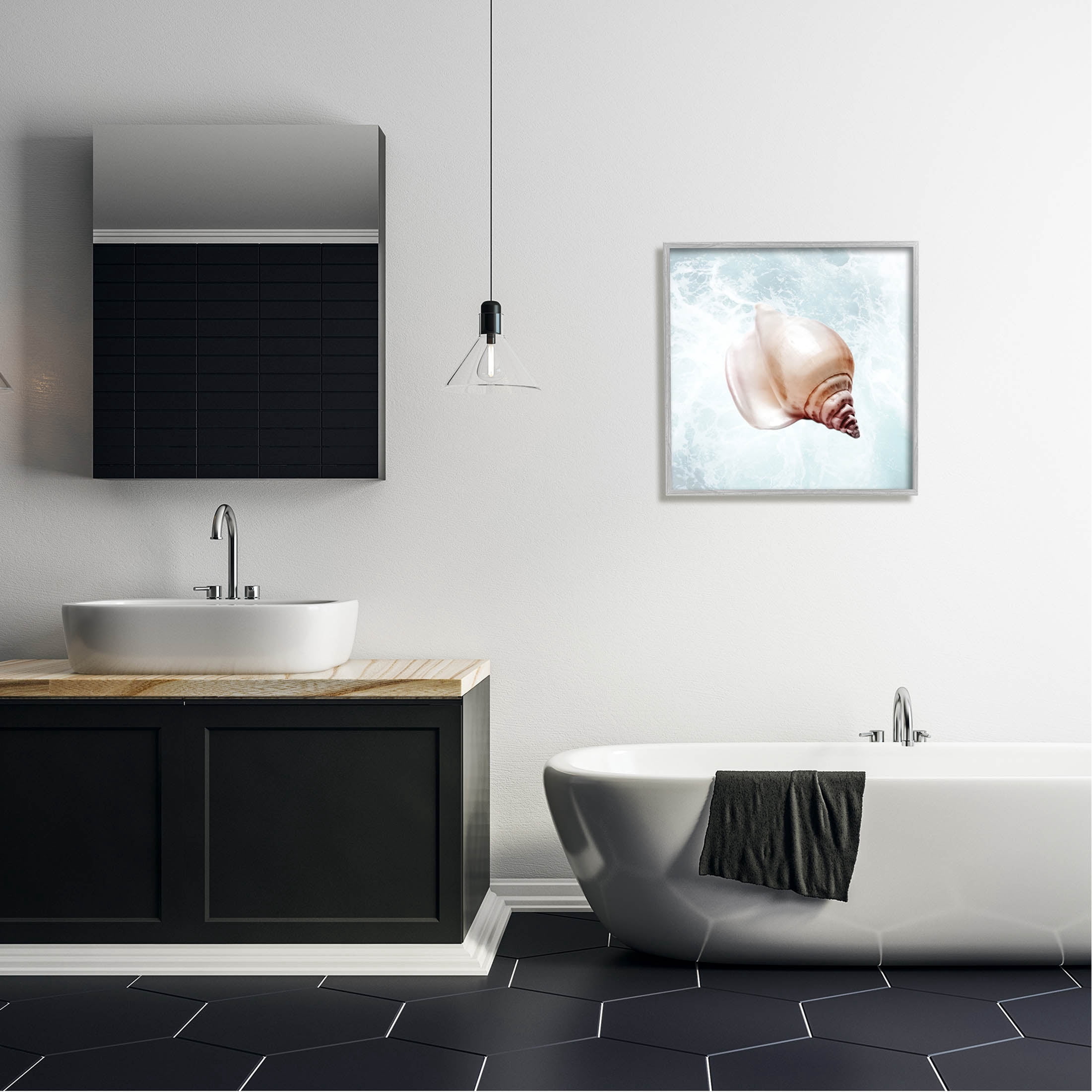 Stupell Industries Nautical Beach Seashell Graphic Art Gray Framed Art Print Wall Art, Design by Marcus Prime