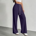 thumbnail image 2 of PWPSG High Waist Drawstring Pleated Wide Leg Casual Pants, Breathable Comfort Trousers for Daily Commute & Trendy Work Outfits Purple XXL, 2 of 5