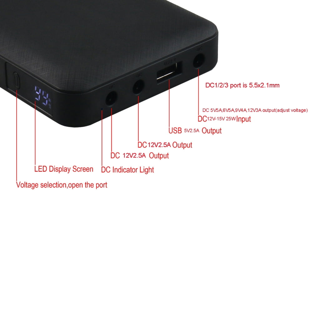 10000mAh Uninterruptible Power Supply UPS Router Optical Adapter Backup Power Supply 5V 6V 9V 12V 25W UPS