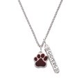 thumbnail image 1 of Delight Jewelry Silvertone Large Maroon Paw Silvertone Sisters Best Friends Forever Bar Charm Necklace, 23", 1 of 4