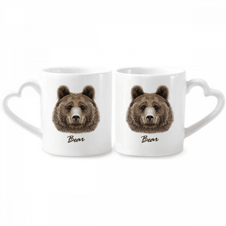 

Giant Brown Bear Animal Couple Porcelain Mug Set Cerac Lover Cup Heart Handle