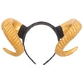 thumbnail image 1 of Forma de buey bocina aro para el cabello banda de cabello de borde ancho suministros de fiesta de tocado exagerado para mujeres dorados, 1 of 6