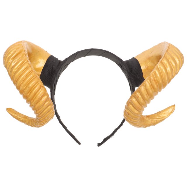 Forma de buey bocina aro para el cabello banda de cabello de borde ancho suministros de fiesta de tocado exagerado para mujeres dorados