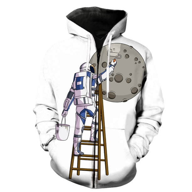 Sudadera con capucha y cremallera de astronauta de dibujos animados para hombre, unisex, de gran tamaño, para adolescentes, moda informal, gran oferta 2024, divertida, con estampado 3D, manga larga, g