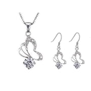 KATGI Fashion Heart of Love Crystals Necklace Earrings Set
