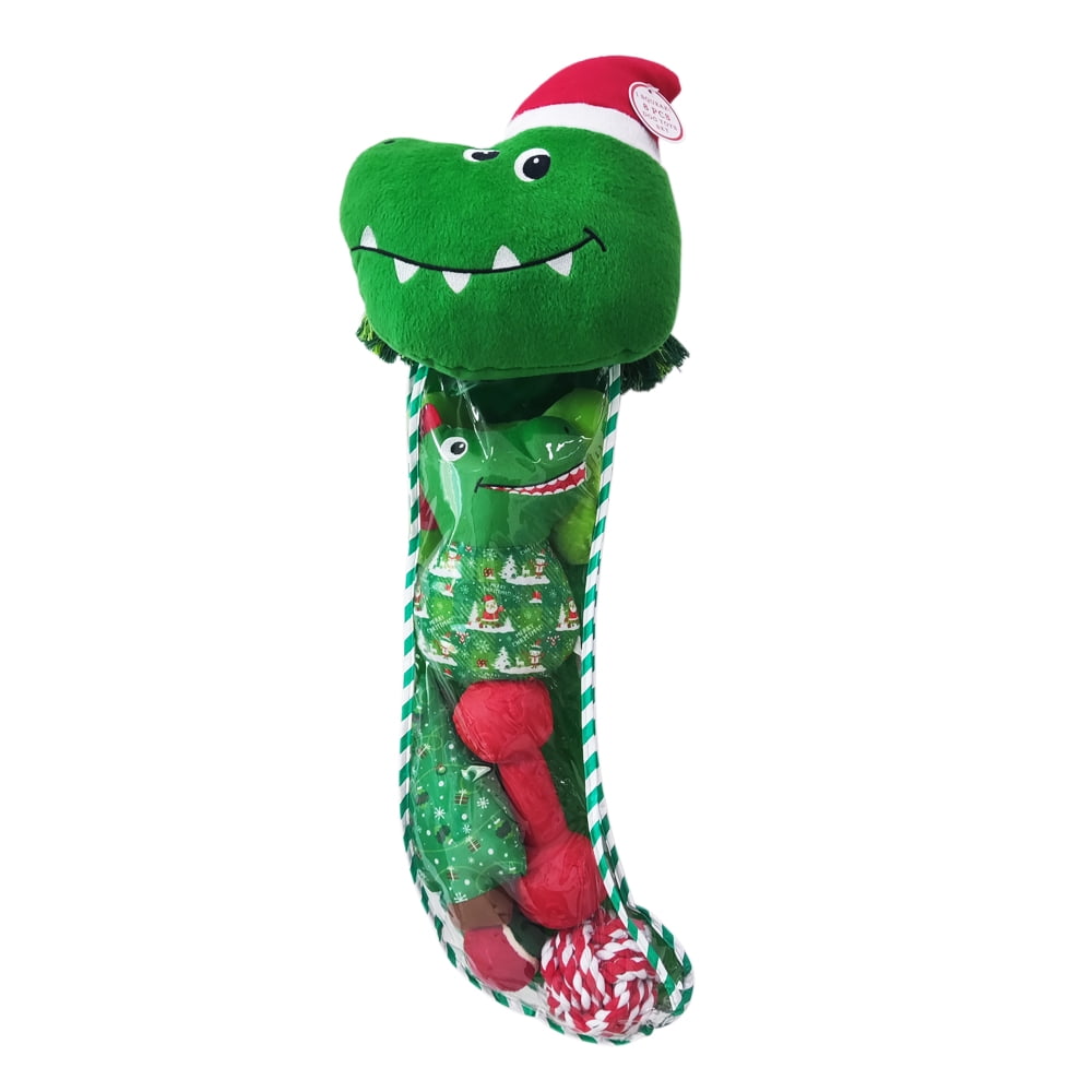 Vibrant Life Holiday 8 Piece Large Dog Toy Stocking Gift Set, Green
