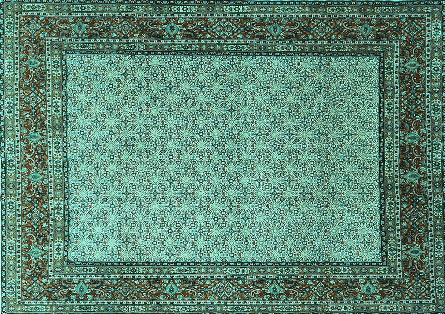 Ahgly Company Machine Washable Indoor Rectangle Persian Turquoise Blue ...
