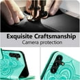 thumbnail image 6 of Mandala Case for Samsung Galaxy A54 5G, Premium Leather Flip Wallet Card Slots Magnetic Stand Protective Ultra Slim Shockproof Case with Lanyard, Embossed Flip Cover - Green, 6 of 9