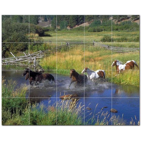 Horse Ceramic Tile Mural Kitchen Backsplash Bathroom Shower, 402907-S54